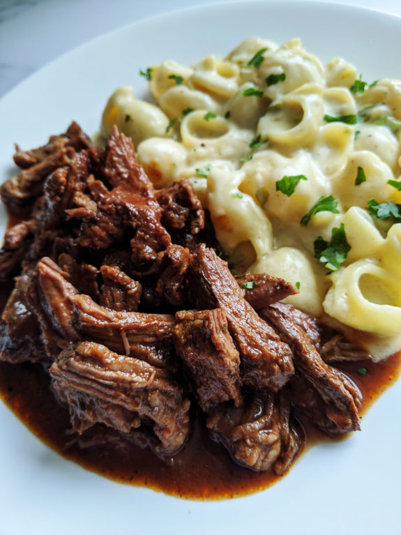 Braised Beef with Jalapeno Mac and Cheese
