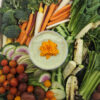 Farm Fresh Crudite Board with Green Goddess Dip and Smoked Garlic Hummus