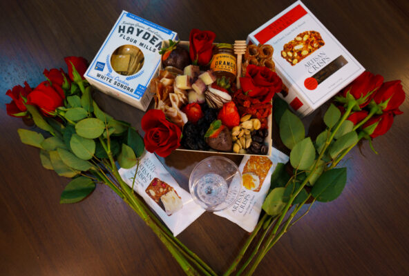Valentines day charcuterie gift box for two
